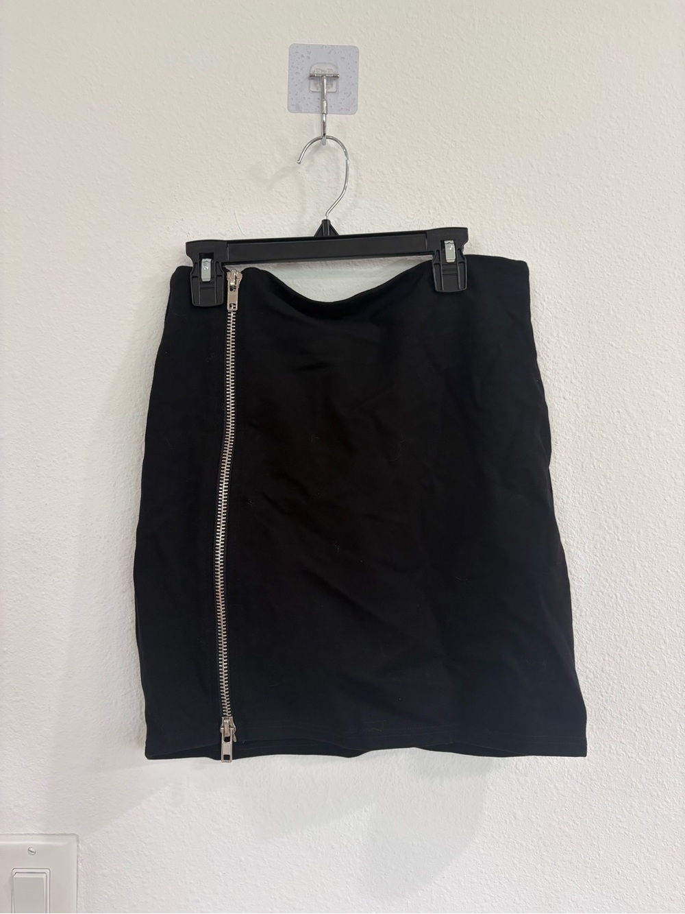by the way. Black Pencil Skirt with Silver Diagonal Zipper